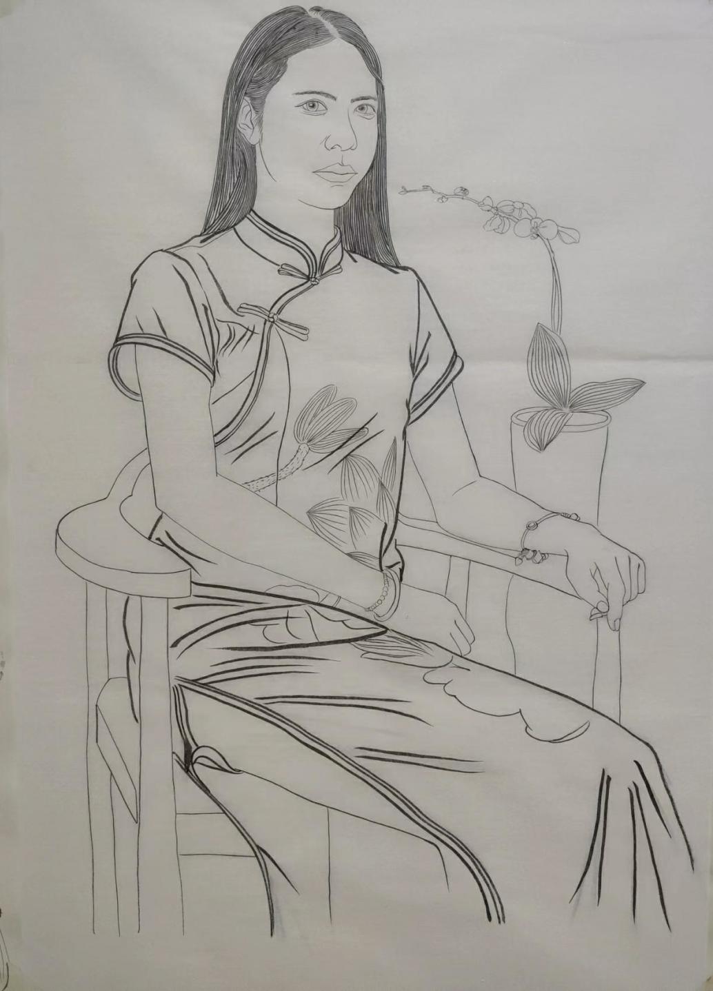 美术学院2021级中国画专业白描人物写生作品观摩展